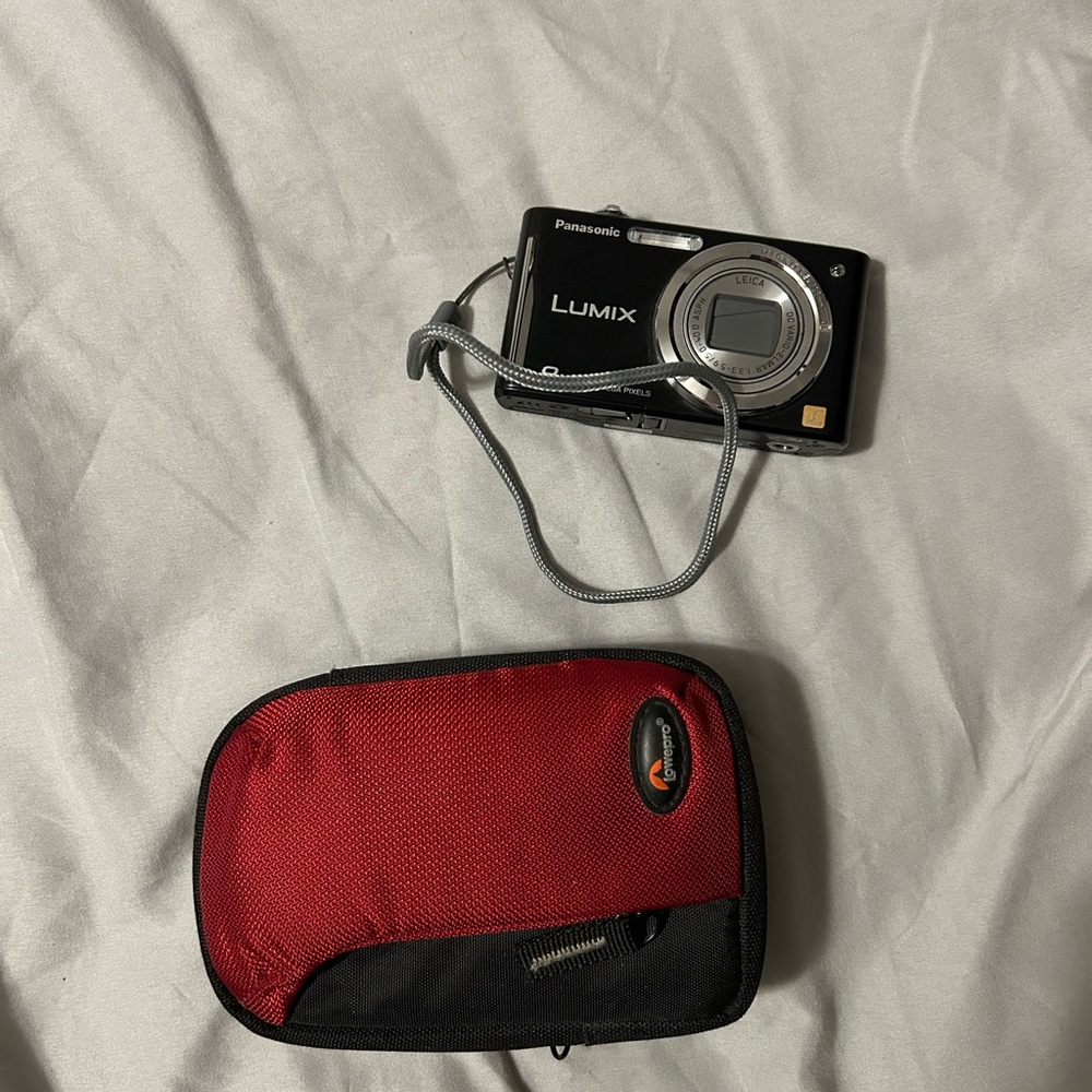 Panasonic Lumix Black Digital Camera with Red Protective Case